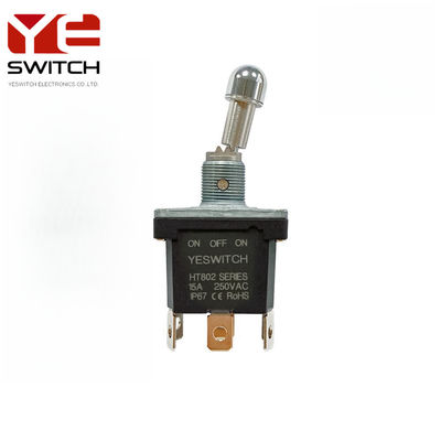 ON-OFF-ON Metal Toggle Switch PC Terminal With Metal Locking Handle For Cranes