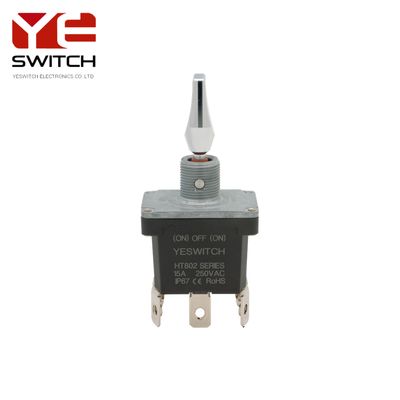 Heavy Duty Industrial Metal Toggle Switch With Flat Metal Handle And Outer Screw Terminal 