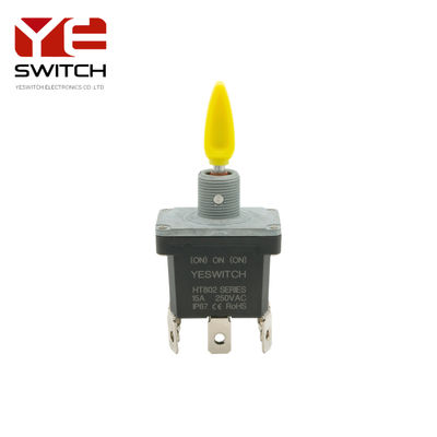 Momentary Industrial Metal Toggle Switch With Yellow Handle For Fire Engine