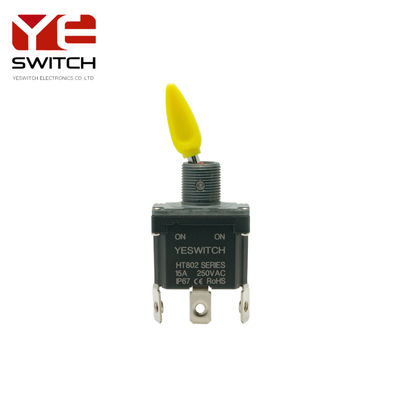 Yellow Booted Handle Industrial Metal Toggle Switch With Outer Screw Terminal
