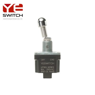 15A 28VDC IP68 Waterproof Metal Toggle Switch with Locking Handle for Industrial Applications